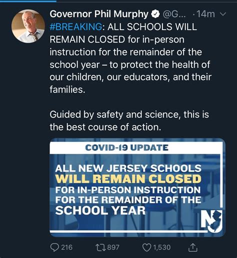 governor murphy nj school update